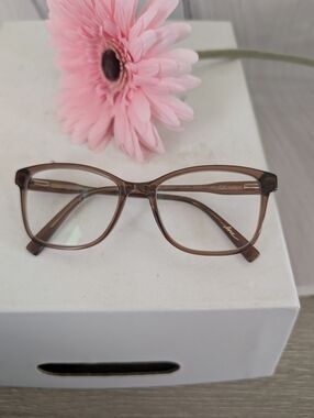 Ellen Degeneres Brown Clear Frame Women's Eyeglasses